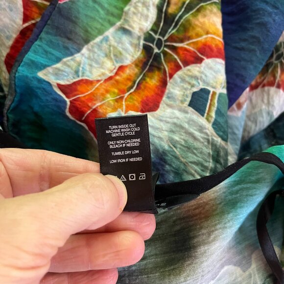 Ali Miles Size L Open-Front Kimono Jacket Water Lillies Print Colorful - Picture 8 of 8